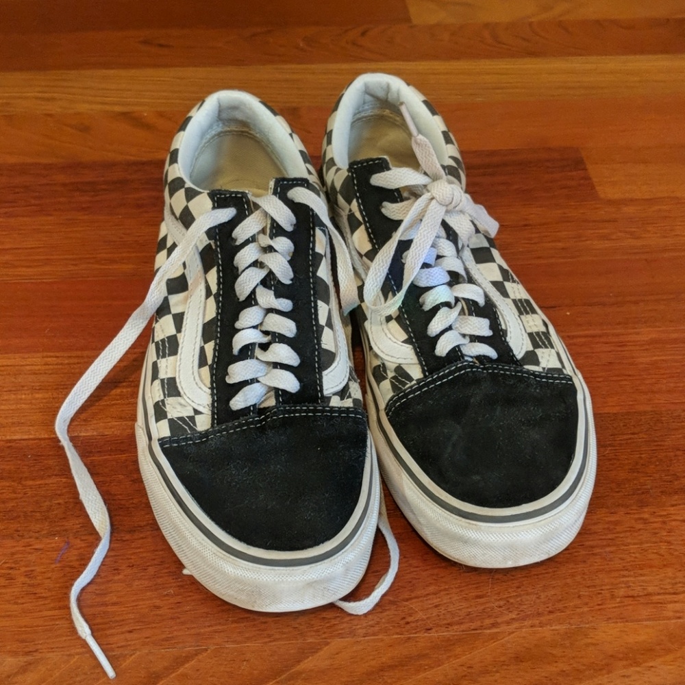 Old School Black and White Checkered Vans Size 10